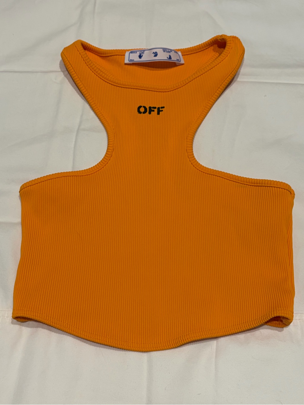 Off-White Authentic Orange Ribbed Racerback Crop Top It 40 Us Fits S-M
